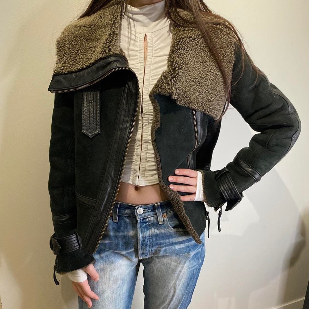 Vintage Topshop Sheepskin Jacket, Huge Collar